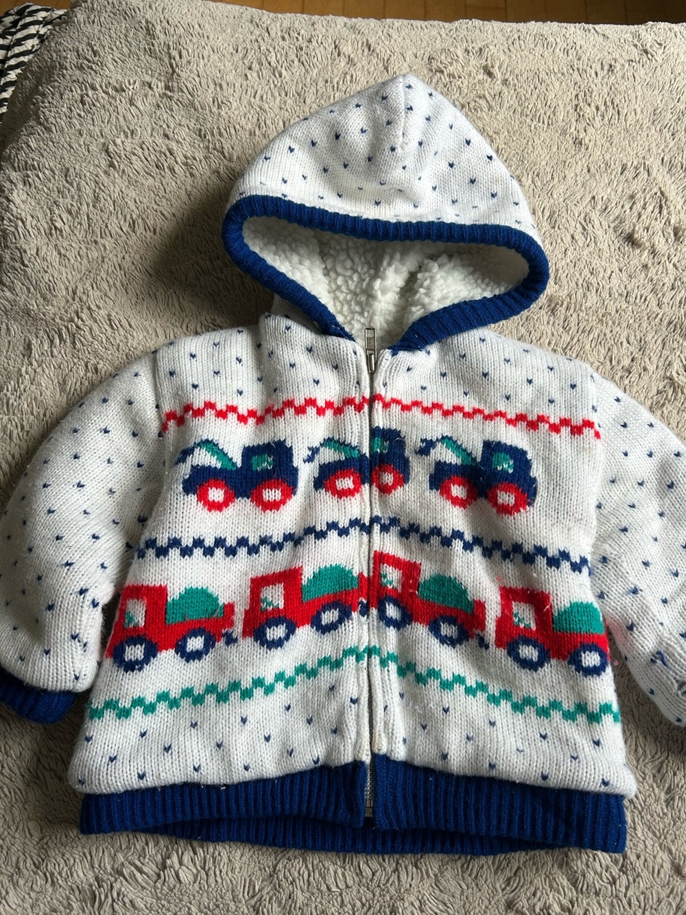 Vintage A Tiny Tots Original knitted Sherpa lined jacket with hood
